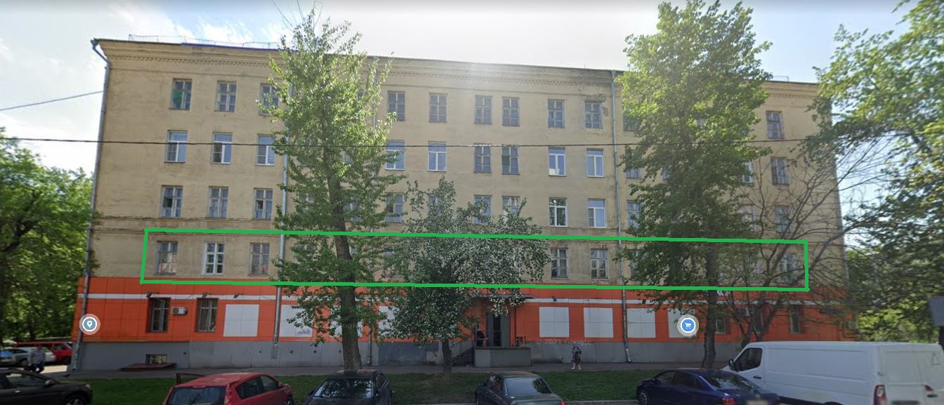 Квартира.Фасад здания с выделенными окнами реализуемого объекта.Российская Федерация, город Москва, внутригородская территория муниципальный округ Коптево, 3-й Михалковский переулок, дом 15 - Этаж _ 2 10.jpg
